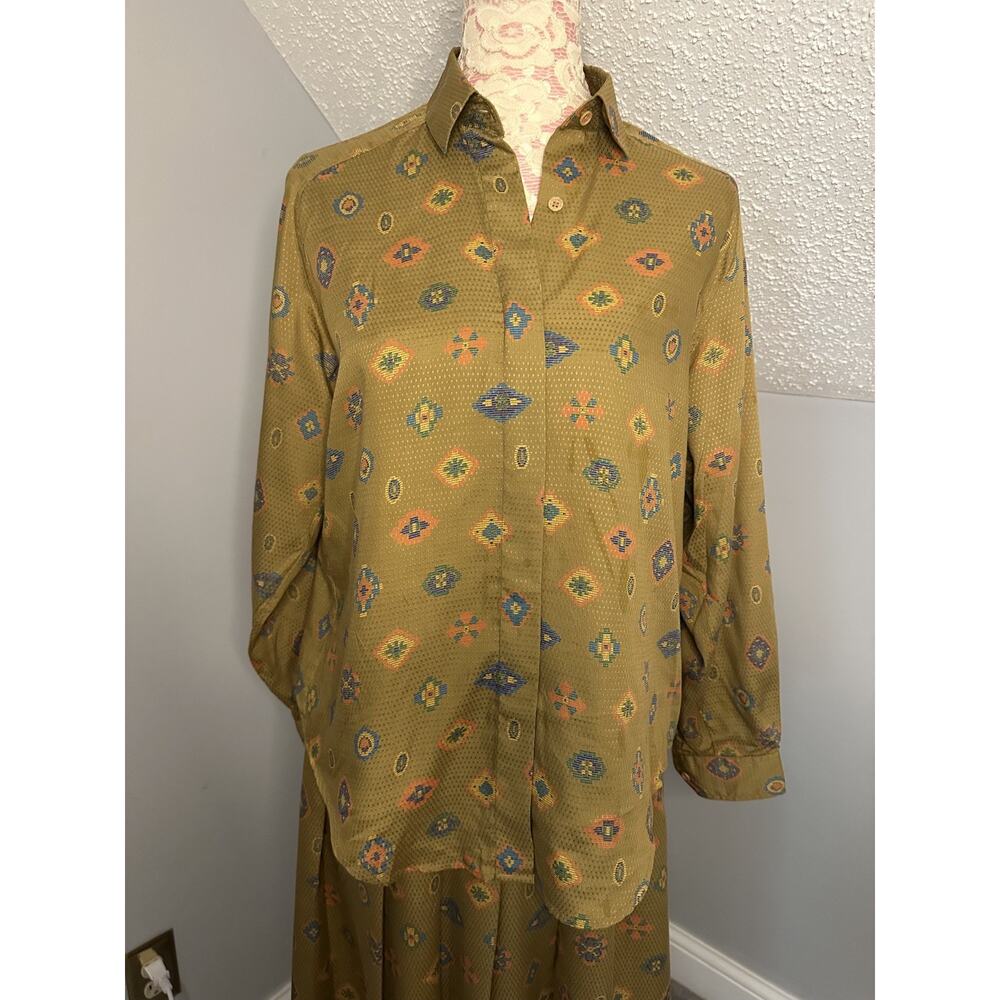 EUC Vintage SET Embroidered Western Button Top & Skirt John Henry Sz 4 Geometric